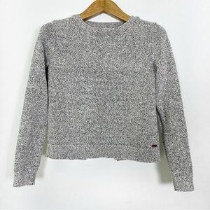 Roots Women’s Heather Grey Cotton Crew Neck Sweater Cross-Over Back Size Small‎